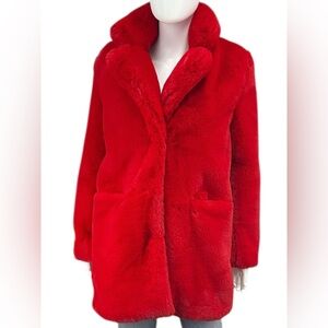 APPARIS Red Faux Fur Coat Size S